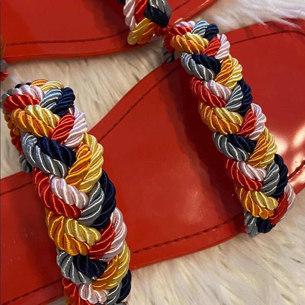 Kate Spade Red and Gray Braided Strap sandals size 8.5 excellent condition - Picture 3 of 12